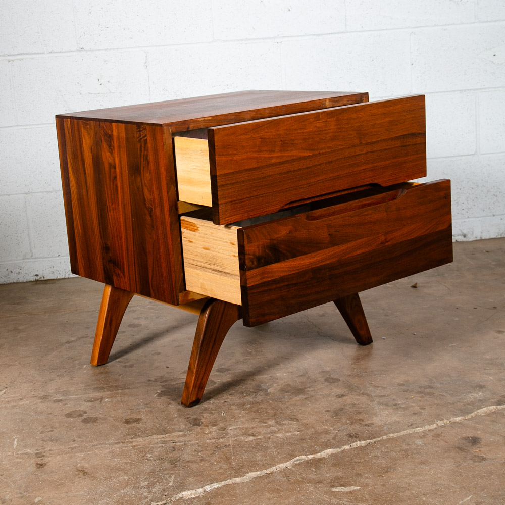 Mid Century Modern Nightstand End Side Table Solid Walnut Ace Hi 2 Drawer Mcm - Image 3