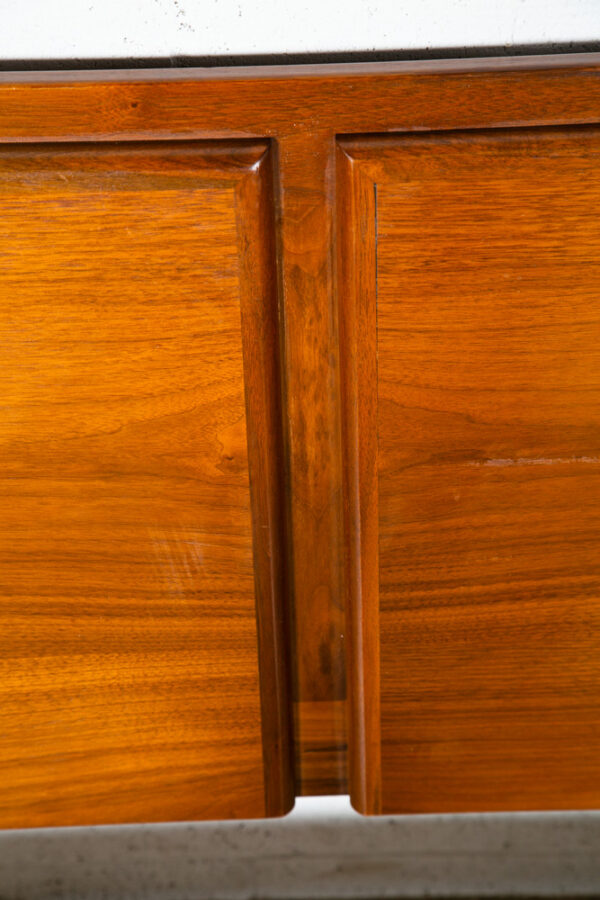 Mid Century Modern Headboard Bed Frame Full Drexel Vintage Walnut Brass Mcm - Image 8
