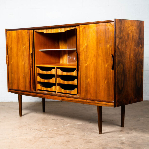 Mid Century Danish Modern Credenza Brazilian Rosewood Sideboard Bar Cabinet Mcm - Image 2