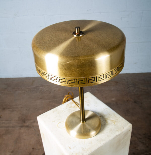 Mid Century Modern Table Lamp Chief Brass Desk Metal Light Round Gold Vitrika - Image 2