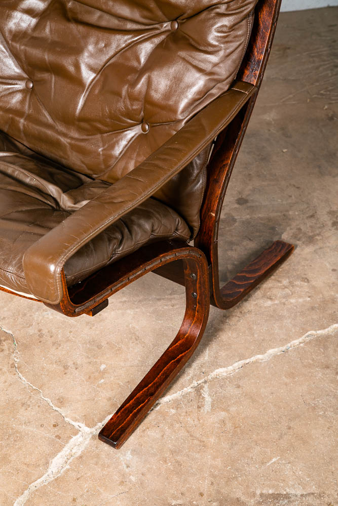 Mid Century Danish Modern Lounge Chair Brown Leather Ingmar Relling Westnofa Arm - Image 11