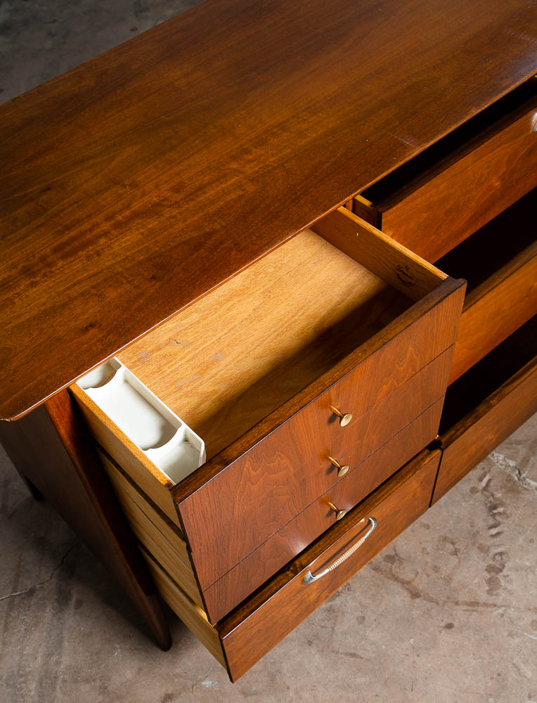 Mid Century Modern Dresser Credenza 6 Drawer Drexel Vintage Walnut Collection NM - Image 9