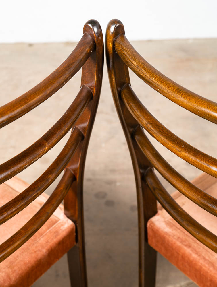 Mid Century Modern Dining Chairs Set 6 Mobler Peach Orange Ladder Back Farstrup - Image 9