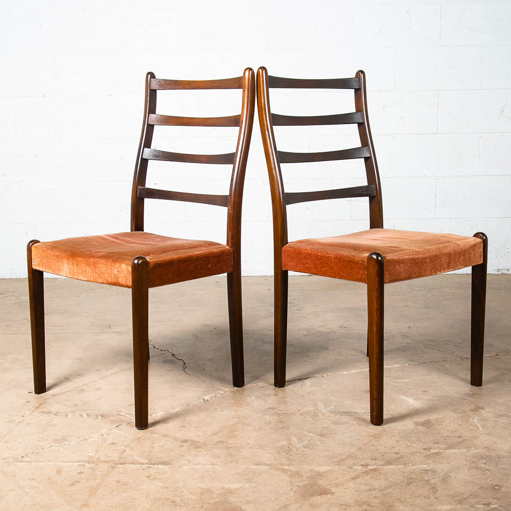 Mid Century Modern Dining Chairs Set 6 Mobler Peach Orange Ladder Back Farstrup - Image 4