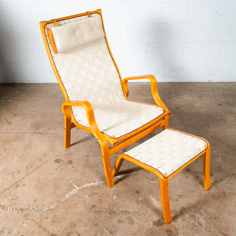 Mid Century Danish Modern Lounge Chair Armchair Cream Finn Ostergaard Ottoman - Image 12
