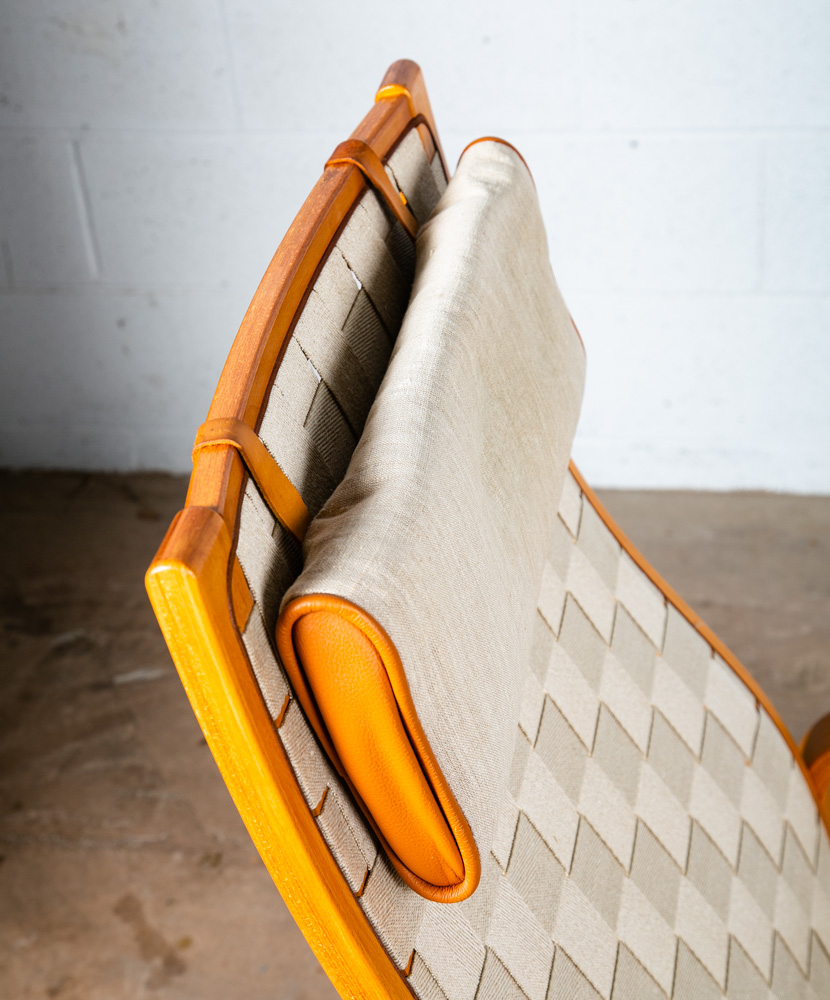 Mid Century Danish Modern Lounge Chair Armchair Cream Finn Ostergaard Ottoman - Image 10