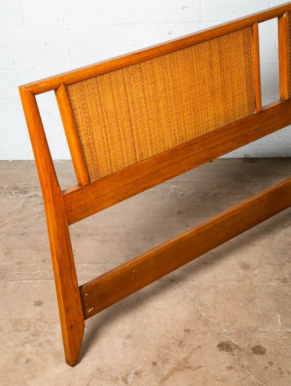 Mid Century Modern Headboard Bed Frame King Size Cane Century Walnut Vintage Mcm - Image 7