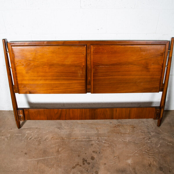 Mid Century Modern Headboard Bed Frame Full Drexel Vintage Walnut Brass Mcm - Image 2