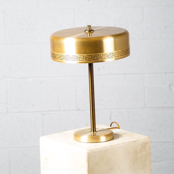 Mid Century Modern Table Lamp Chief Brass Desk Metal Light Round Gold Vitrika - Image 4