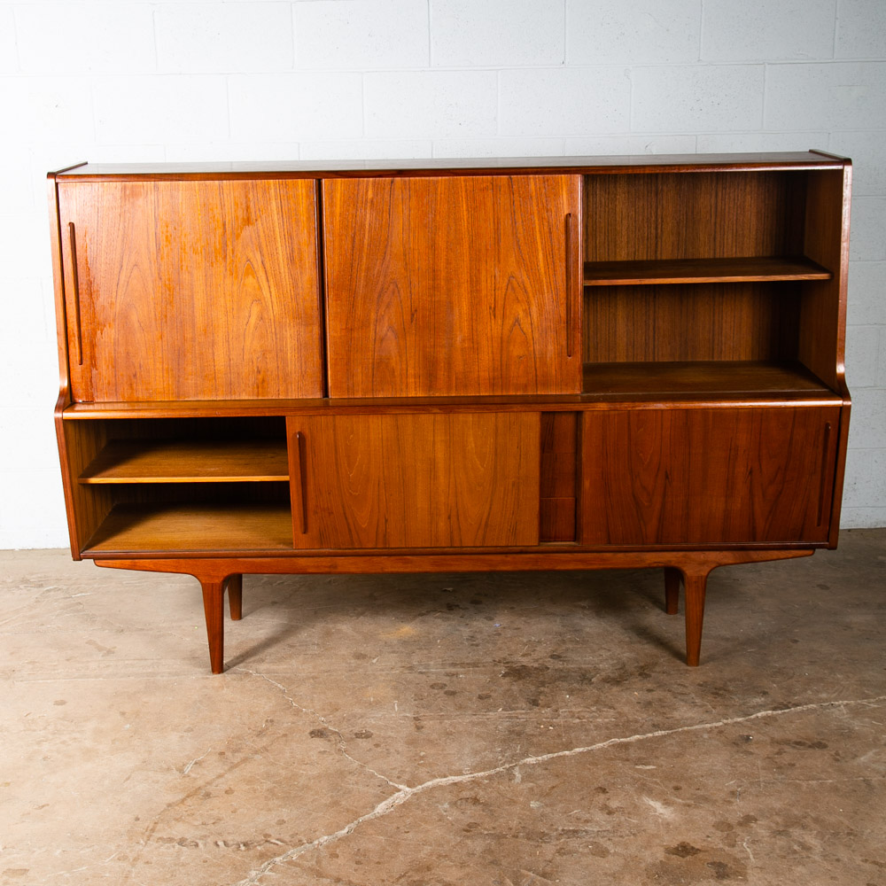 Mid Century Danish Modern Credenza Teak Sideboard Large Cabinet Drawers Doors NM - Image 3