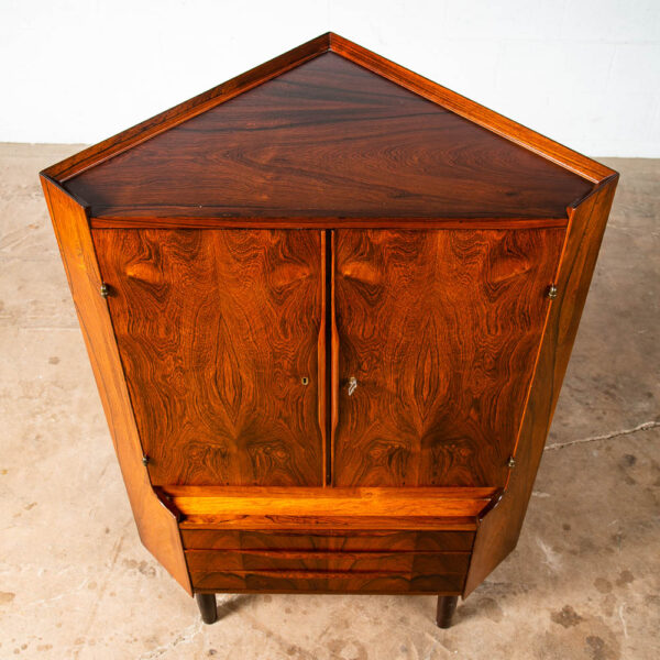 Mid Century Danish Modern Corner Cabinet Unit Brazilian Rosewood Bar Mcm Denmark - Image 4