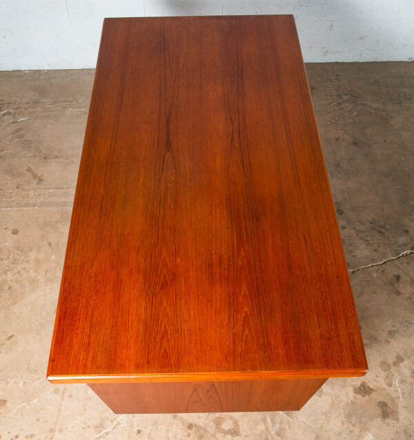 Mid Century Danish Modern Desk Executive Teak 6 Drawer Bookshelf Floating Doors - Image 7