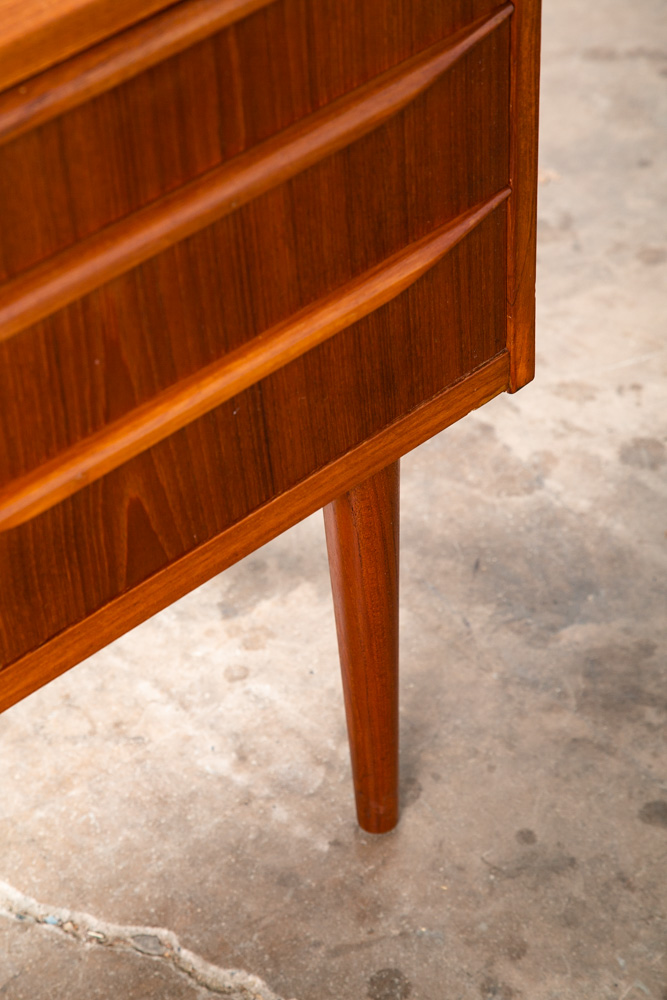 Mid Century Danish Modern Vanity Chest Dresser Teak Adjustable Mirror 5 Drawers - Image 11
