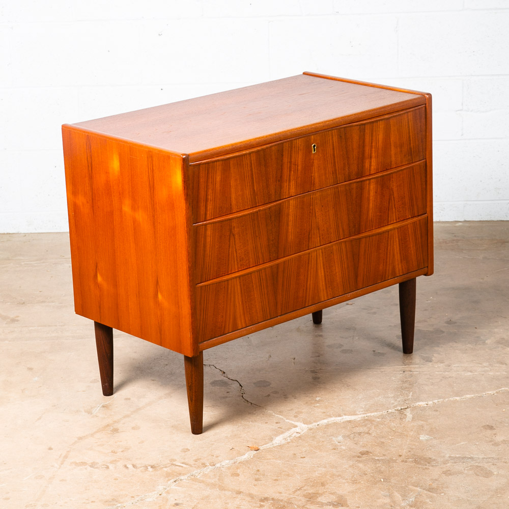 Mid Century Danish Modern Chest Drawers Dresser 3 drawer Teak Wood Denmark Table - Image 12