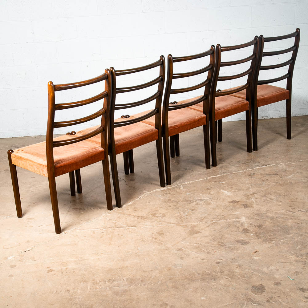 Mid Century Modern Dining Chairs Set 6 Mobler Peach Orange Ladder Back Farstrup - Image 2