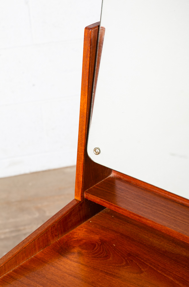 Mid Century Danish Modern Vanity Chest Dresser Teak Adjustable Mirror 5 Drawers - Image 12