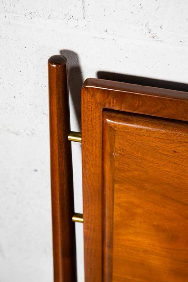 Mid Century Modern Headboard Bed Frame Full Drexel Vintage Walnut Brass Mcm - Image 5
