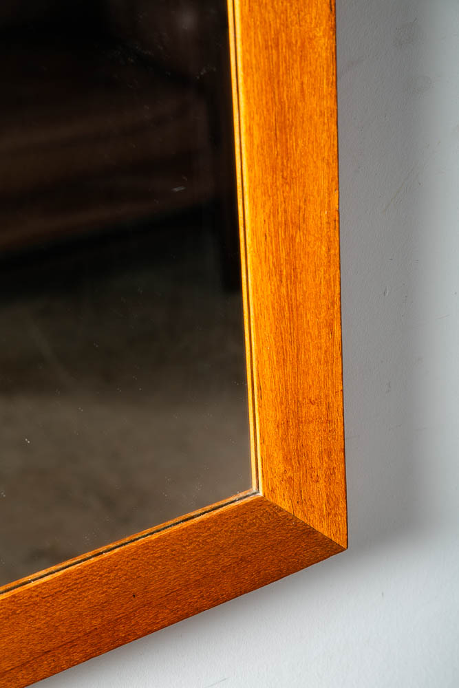Mid Century Danish Modern Mirror Wall Hanging Bathroom Vanity Solid Teak Wood - Image 6