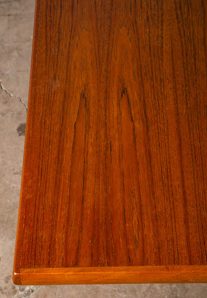 Mid Century Danish Modern Coffee Table Surfboard Shelf Denmark Teak Wide Vintage - Image 11