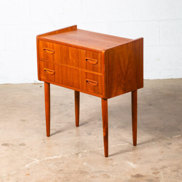 Mid Century Danish Modern Side Table Entryway Chest 2 drawer Teak Wood Bedside M