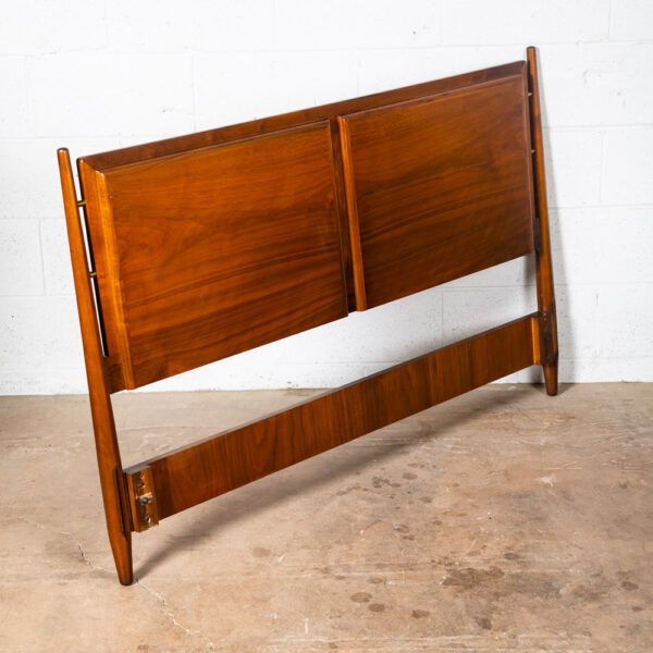 Mid Century Modern Headboard Bed Frame Full Drexel Vintage Walnut Brass Mcm
