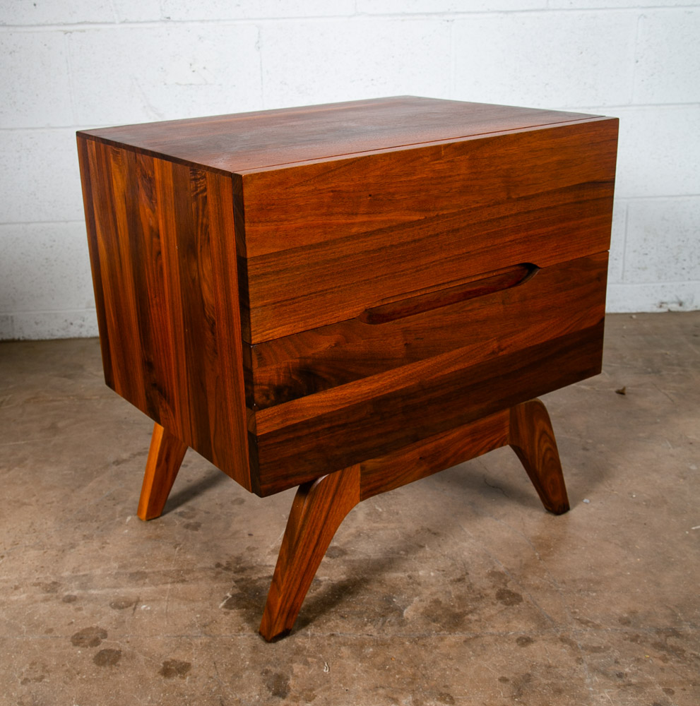 Mid Century Modern Nightstand End Side Table Solid Walnut Ace Hi 2 Drawer Mcm - Image 4
