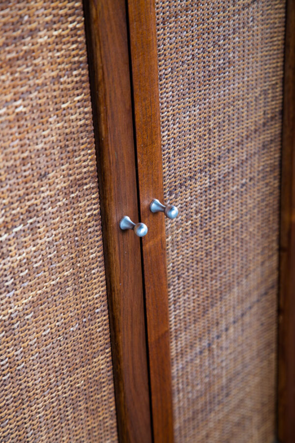 Mid Century Modern Credenza Display Cabinet Hutch American of Martinsville Cane - Image 11
