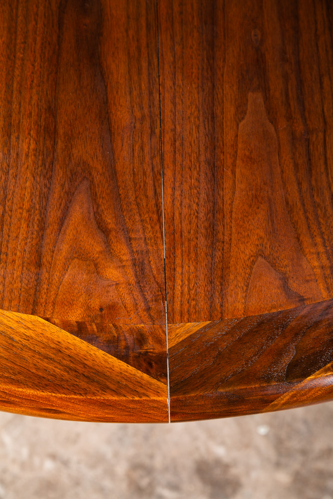 Mid Century Modern Dining Table Glenn of California Solid Walnut Round Danish NM x3 leaves - Image 11