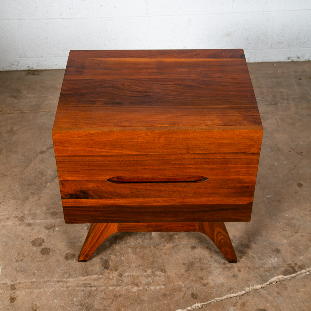Mid Century Modern Nightstand End Side Table Solid Walnut Ace Hi 2 Drawer Mcm - Image 2