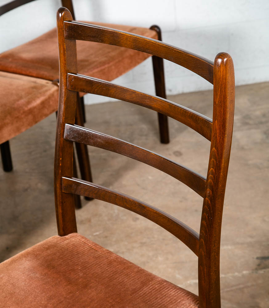 Mid Century Modern Dining Chairs Set 6 Mobler Peach Orange Ladder Back Farstrup - Image 8