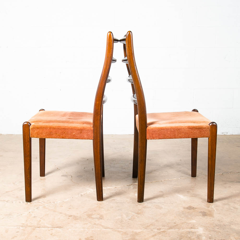 Mid Century Modern Dining Chairs Set 6 Mobler Peach Orange Ladder Back Farstrup - Image 5