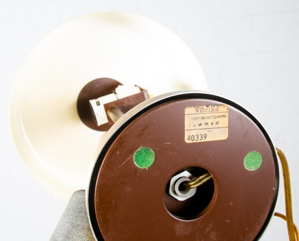 Mid Century Modern Table Lamp Chief Brass Desk Metal Light Round Gold Vitrika - Image 6