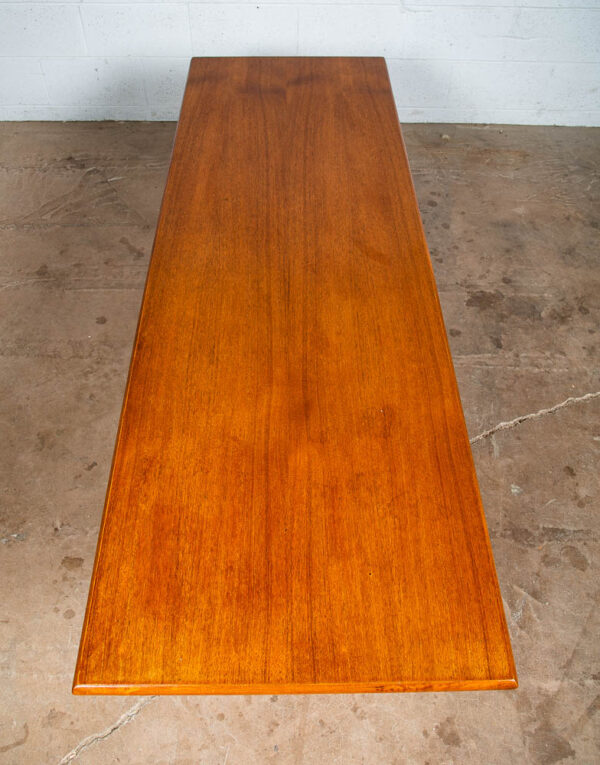 mMid Century Danish Modern Coffee Table Solid Teak Surfboard Shelf Storage Mcm - Image 9