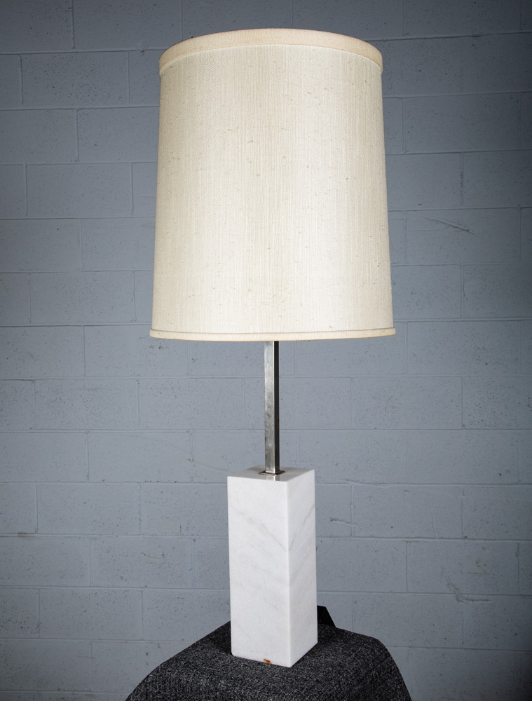 Mid Century Modern Table Lamp Marble Italian White Chrome 4 Light Vintage White - Image 6