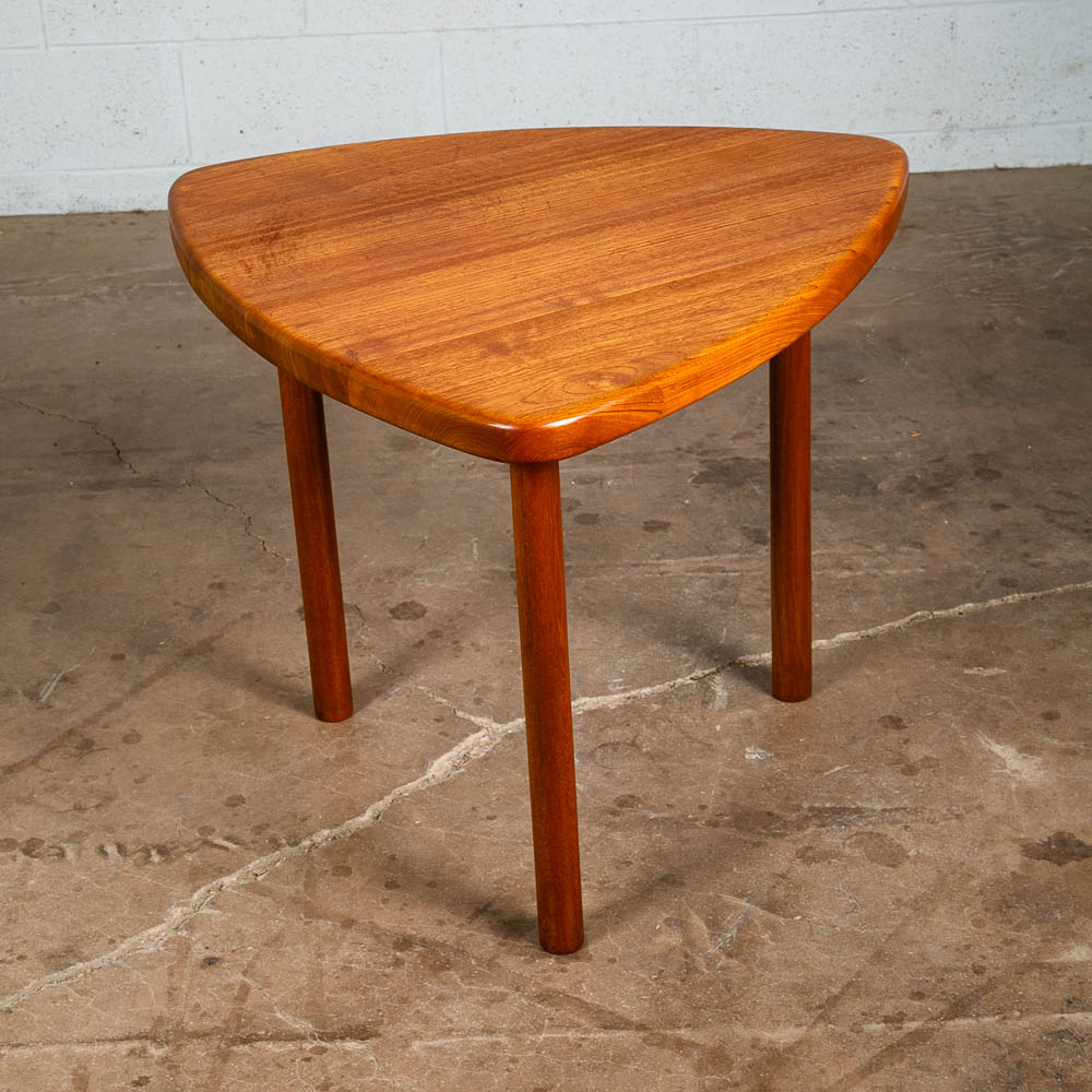 Mid Century Danish Modern End Table Guitar Pick Solid Teak Triangular Cocktail - Image 2