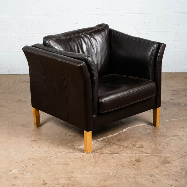 Mid Century Danish Modern Lounge Chair Black Leather White Oak Arm Denmark Mcm