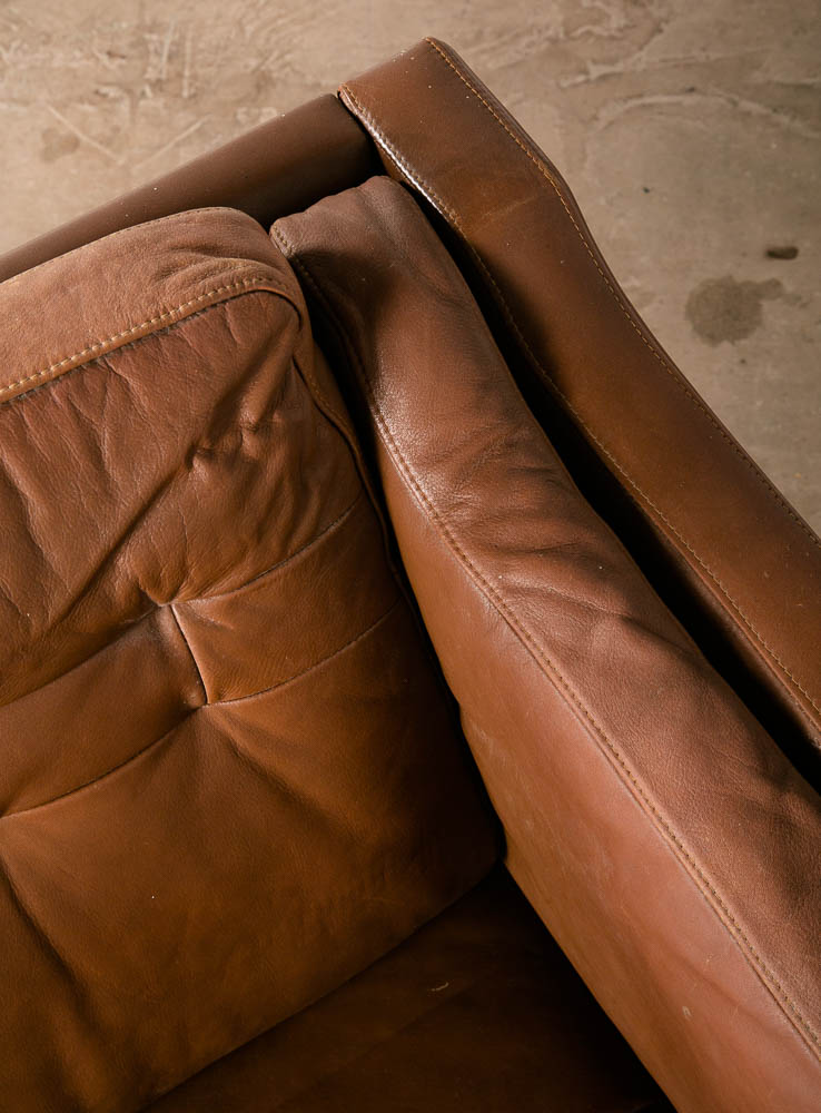 Mid Century Danish Modern Sofa Couch Brown Leather 3 seater Denmark Vintage Mcm - Image 7