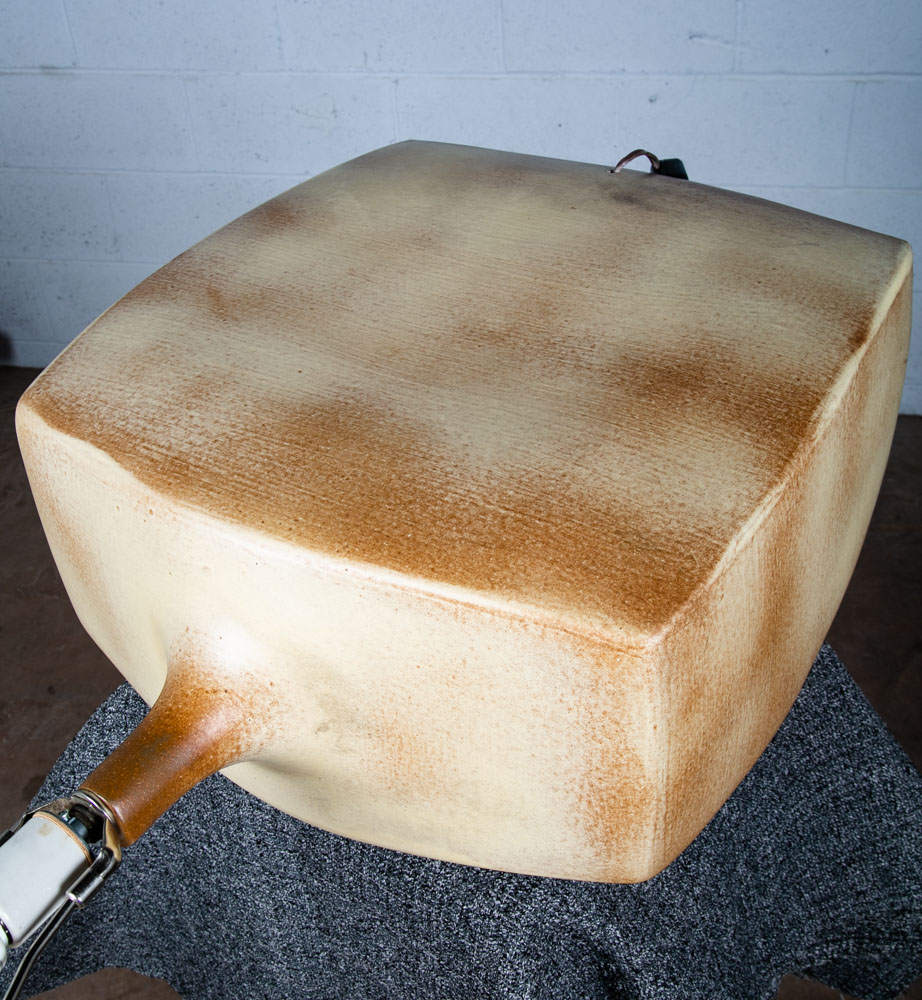 Mid Century Modern Table Lamp Brown White Light Vintage Ceramic Rectangular - Image 8