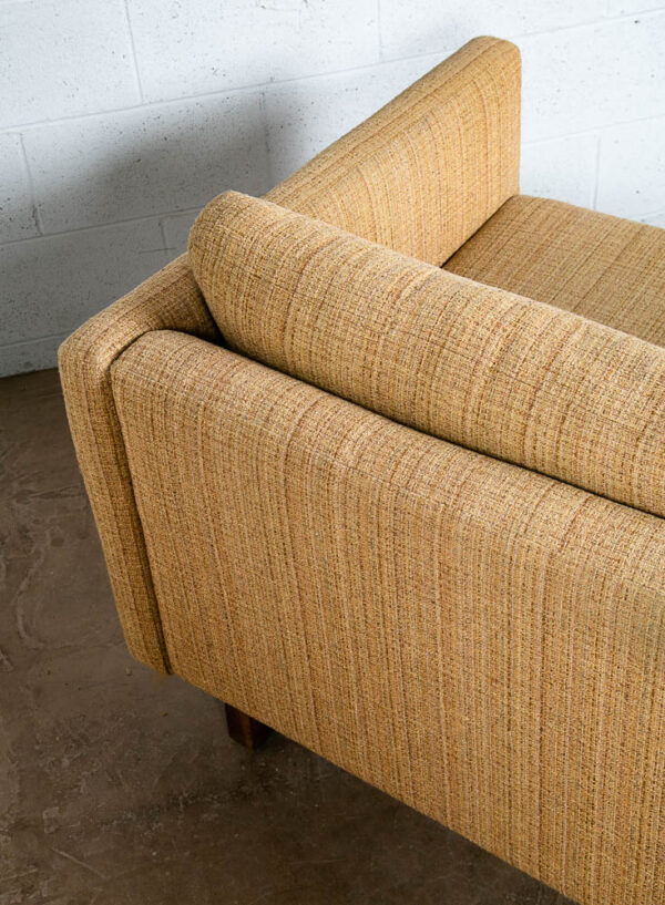 Mid Century Modern Sofa Couch Bed Yellow Tweed Solid Walnut 3 Seater American NM - Image 10