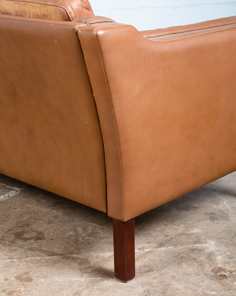 Mid Century Danish Modern Sofa Couch Brown Leather 3 seater Denmark Vintage Mcm - Image 11