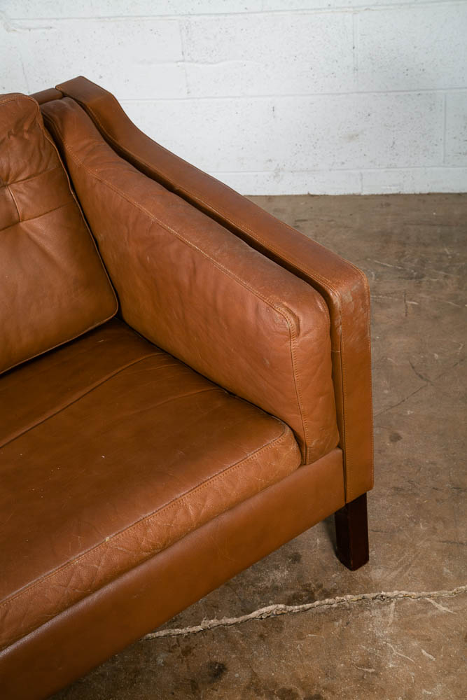 Mid Century Danish Modern Sofa Couch Brown Leather 3 seater Denmark Vintage Mcm - Image 12