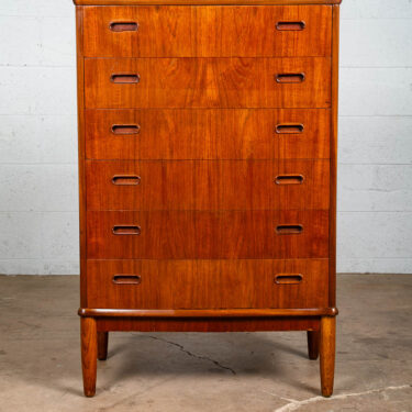 Mid Century Danish Modern Highboy Dresser 6 Drawer Teak Denmark Vintage Compact