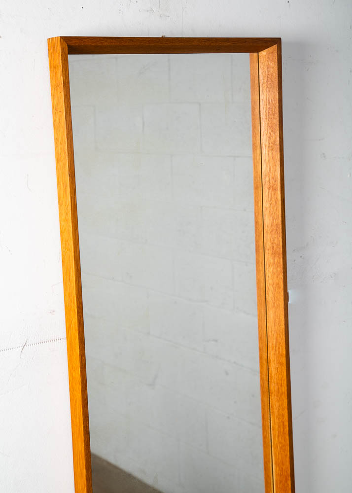 Mid Century Danish Modern Mirror Wall Hanging Bathroom Vanity Solid Oak Wood - Image 10