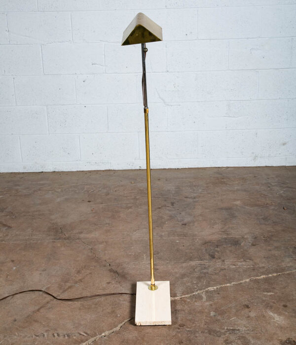 Mid Century Modern Floor Lamp Marble Adjustable Gold Brass Pull Vintage - Image 2