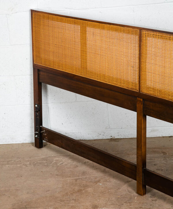 Mid Century Modern King Size Headboard Walnut Paul McCobb Calvin Furniture Cane - Image 4