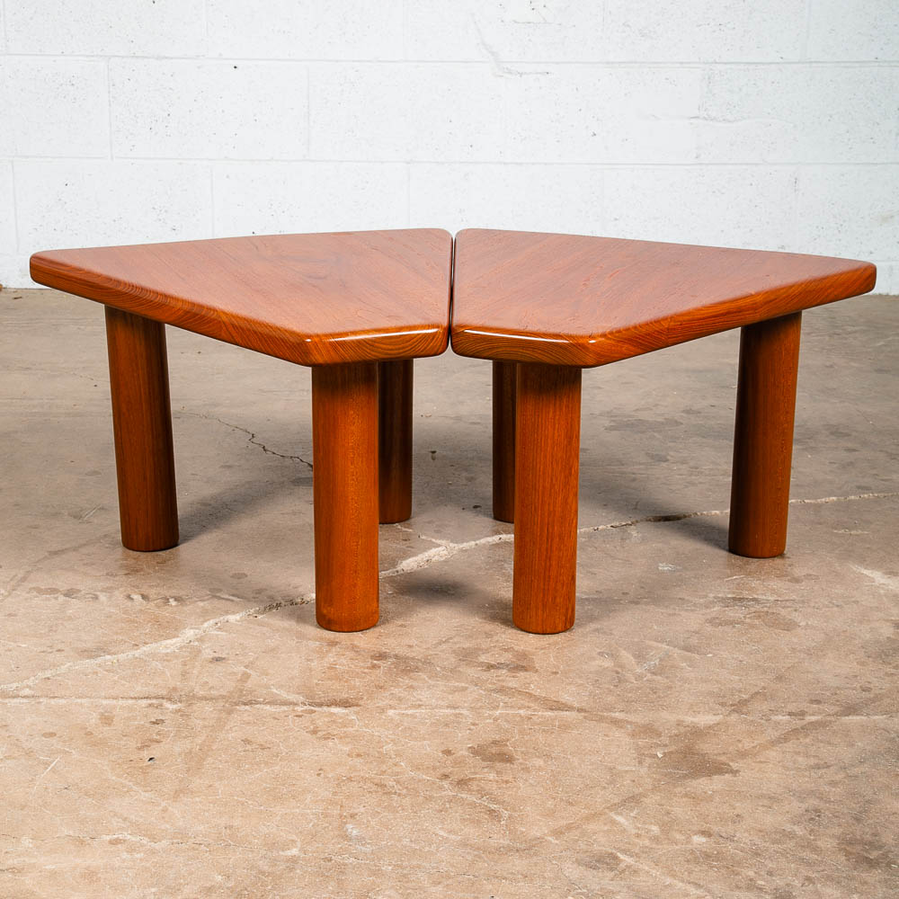 Mid Century Danish Modern End Tables Side Nightstands Solid Teak Wedge Tripod NM - Image 11