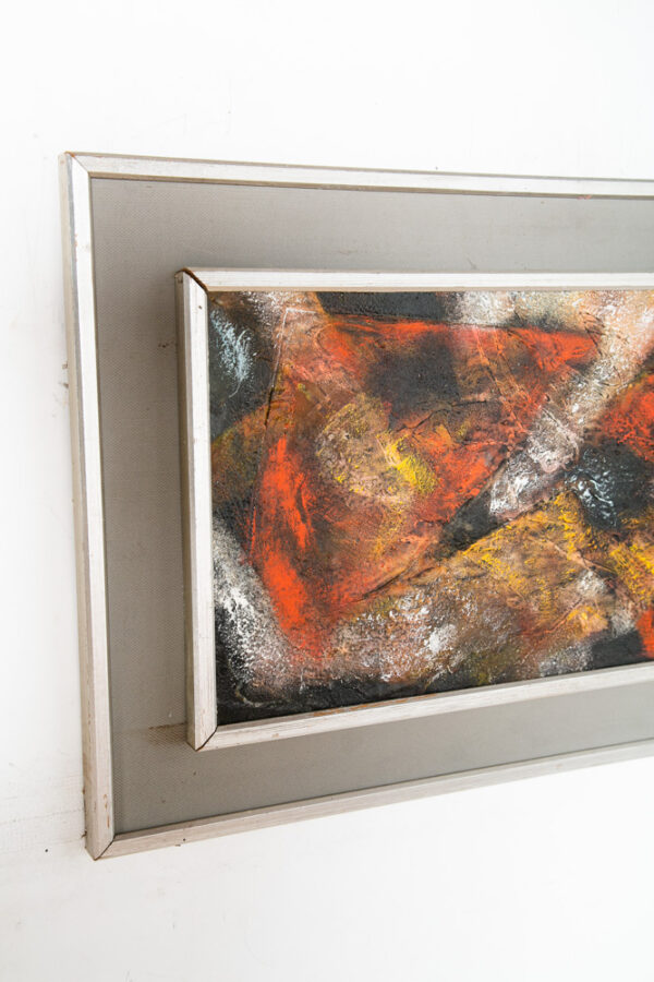 Mid Century Modern Art Original Abstract Expressionism Orange Yellow Black KJ #2 - Image 4