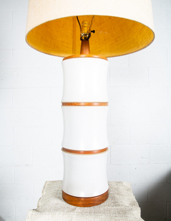 Mid Century Modern Table Lamp Martz Marshall Studios White Walnut Ceramic # 221 - Image 2