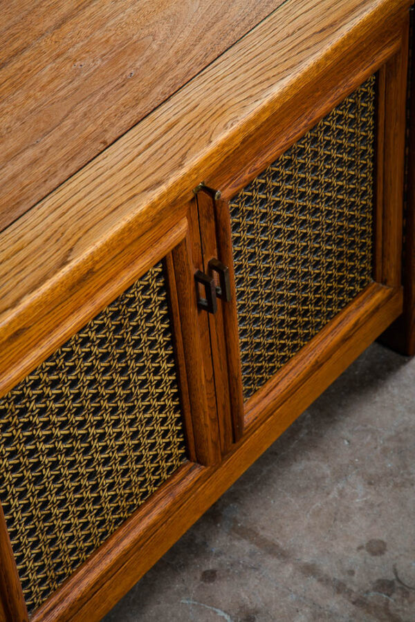 Mid Century Modern Nightstands End Side Tables Cane Walnut Oak Founders Cabinet - Image 7