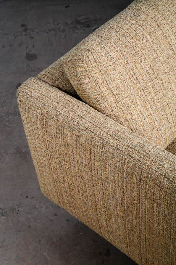 Mid Century Modern Sofa Couch Bed Yellow Tweed Solid Walnut 3 Seater American NM - Image 11